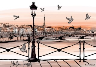 Image de Sunset on Seine river from Pont des arts in Paris